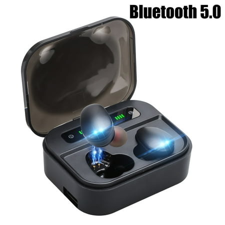 EEEKit 2019 Newest TWS Wireless Bluetooth Earbuds 5.0, Breathing Light Digital Display, 8D Surround Stereo Mini Invisible Dual Mic Headphones Fit for iPhone Samsung (Best Wireless In Ear Headphones 2019)