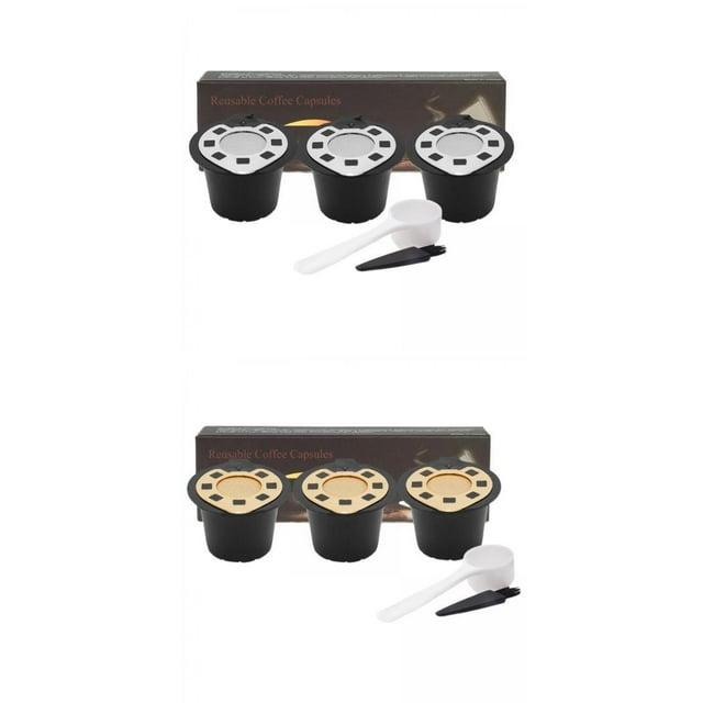 6Pcs Cápsulas De Café Pods Para Nespresso W Cepillo / Cuchara SM SunniMix Reutilizable vainas del café