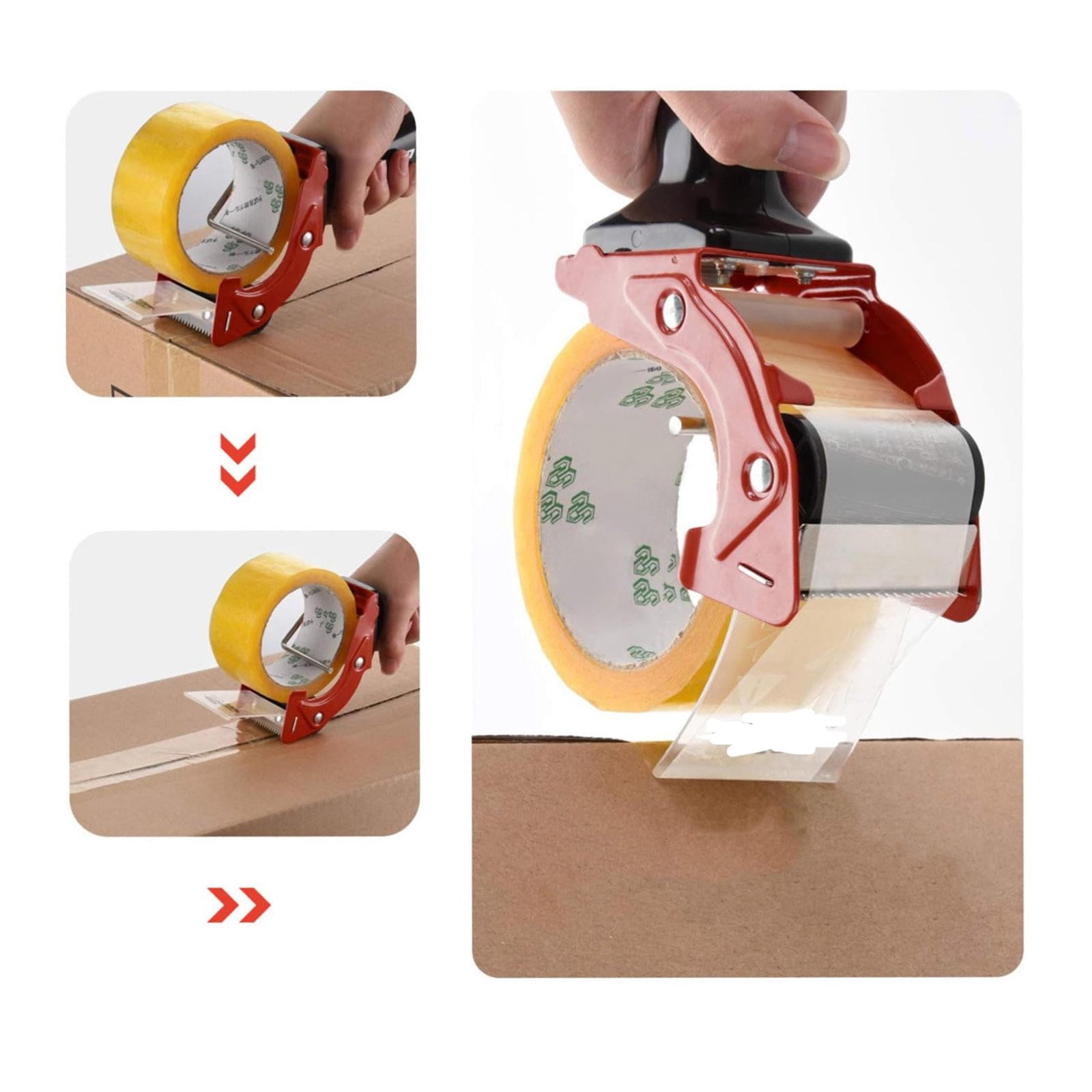 Tape Packaging Tool for Cartons Heavy Duty Red Silicone Handle Sealing Dispenser Easy Sealing Tape Cutter for Cardboard Boxes