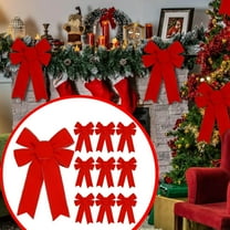 10 Pieces Christmas Red Velvet Bows Large Wreath Bow Tie Holiday Bow for Christmas Decoration Outdoor or Indoor Garland Parties Gifts ( 9*13in )