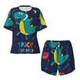 thumbnail image 4 of Naloa Dinosau Space Explorer Women's Short-Sleeved Pajama Set, Loungewear, Summer pajamas, Breathable Cozy - Large, 4 of 9