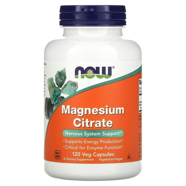 Suplemento Now Foods Citrato De Magnesio 120 Cápsulas Veg NOW Citrato de Magnesio