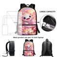 thumbnail image 6 of HUIACONG Pink Floral Axolotl School Backpack for Teen Girls Breathable Adjustable Straps Water Resistant for Elementary High School Daily Travel, 6 of 6