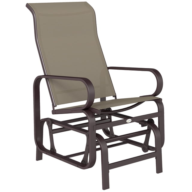 Outsunny Outdoor Mesh Glider Chair for Porch Garden Patio, Brown