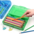 thumbnail image 2 of Djiypn 2 Pack Clear Pencil Box, Large Plastic Pencil Case Crayon Box, Colored Hard Pencil Case Organizer, Maker Organizer with Lid, Small Art Craft Storage Containers Pen Box-Green, 2 of 8