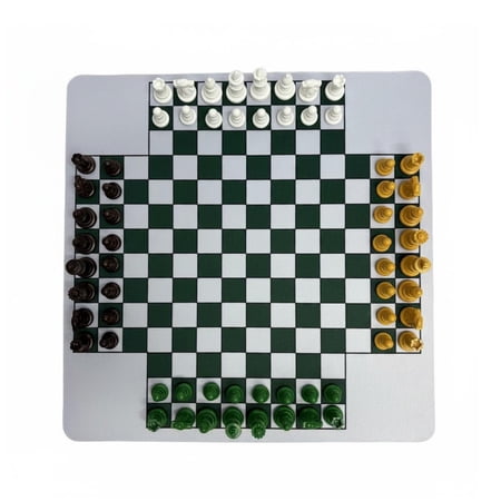 koolsoo Four Player Chess Set Board Strategy Lightweight Pieces Portable Board for Travel Camping and Picnics