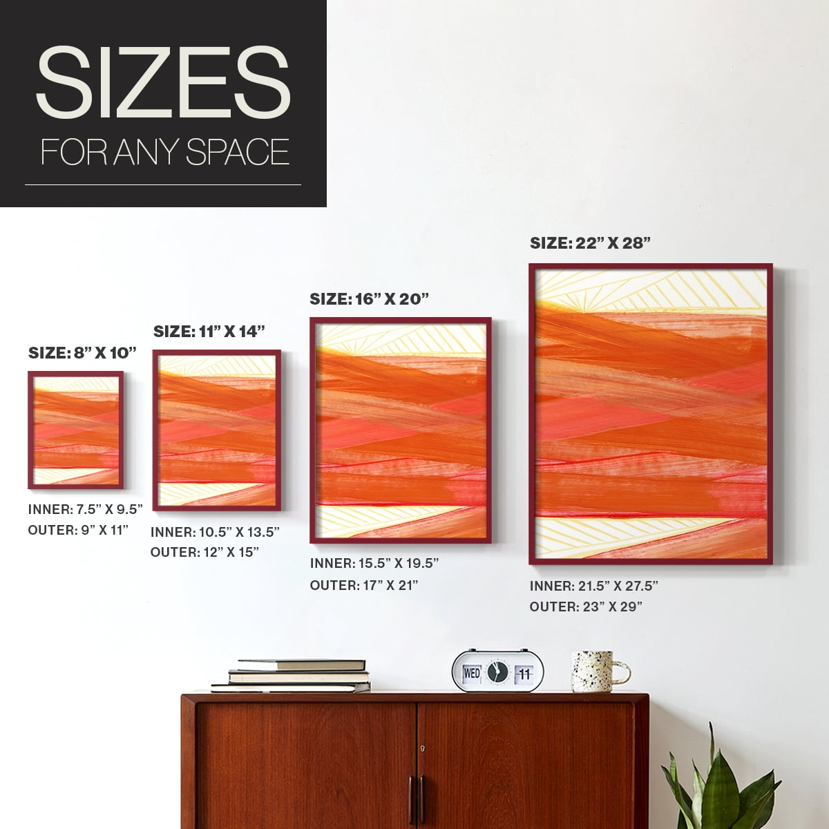 Warm Rays II Framed Print in Red Solid Wood 8 x 10 Framed Print