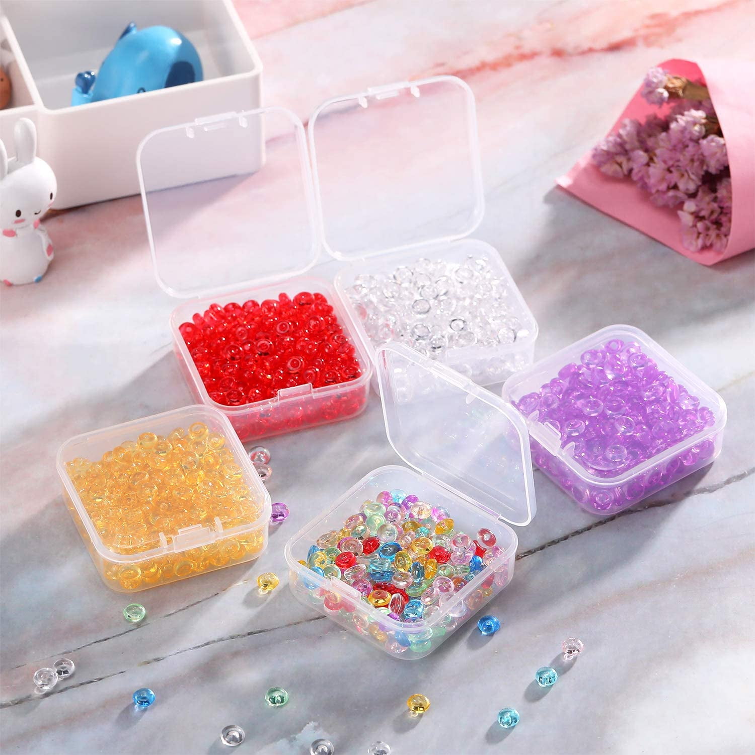 12pcs Transparent Plastic Storage Box With Hinged Lid, Bead Storage  Containers For Small Items, Craft Supplies, Jewelry, And Hardware