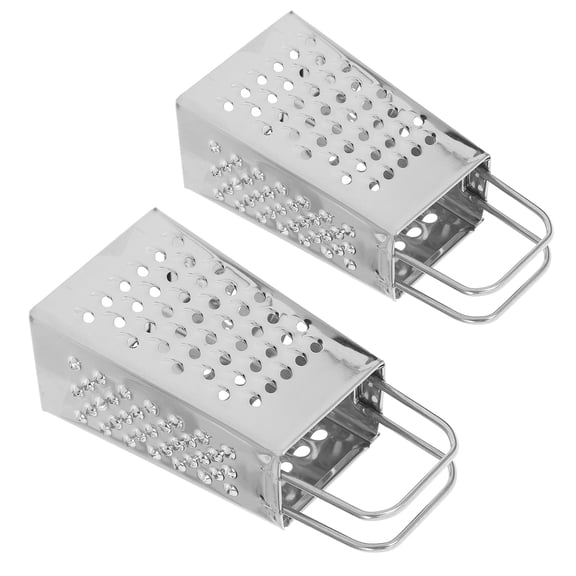 NICEXMAS 2Pcs Stainless Steel Kitchen Grater and Zester Box Four Sided Cheese Slicer and Vegetable Shredder