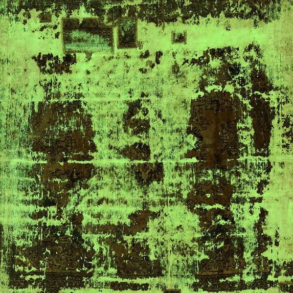 Ahgly Company Indoor Square Patchwork Green Transitional Area Rugs, 4' Square