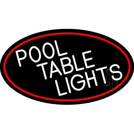 

Pool Table Lights Oval With Red Border LED Neon Sign 20 x 37 - inches Clear Edge Cut Acrylic Backing with Dimmer - Bright and Premium built indoor LED Neon Sign for Bar decor.