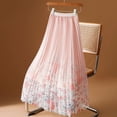 thumbnail image 2 of Busydd Maxi Skirts for Women Fashion Floral Print Pleated Skirt Casual Mesh A-Line Long Skirts Free Size, 2 of 8