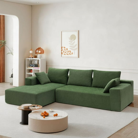 109*68" Modular Sectional Living Room Sofa Set, Modern Minimalist Style Couch, Upholstered Compressed Sofa for Living Room, Bedroom, Salon, 2 PC Free Combination, L-Shape, Green