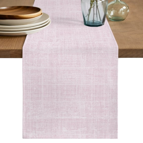 Light Pink Short Table Runner 36 Inches Long,Farmhouse Vintage Pink Solid Color Modern Cotton Linen Table Runners Dresser Scarves,Fabric Tabletop Scarf Furniture Cover for Home Dinner Party 13"x36"