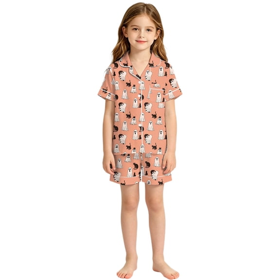 Pajamas for Girls Set, Toddlers Halloween Pajamas Baby Kids Boy Girl Pumpkin Pajama Set Ghost Pjs Jammies Button Down Lounge Sleepwear