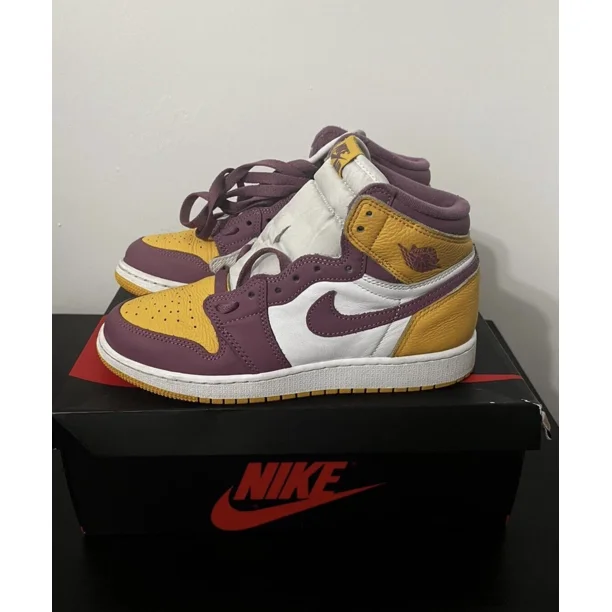 N I-K-E A i r-Jor-dan 1 Retro High Sneaker OG Brotherhood GS Size 6Y 575441-706 Wor 3x