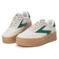 thumbnail image 3 of LUCKY STEP Womens Suede Thick Sole Sneakers Retro Rubber Fashion Casual Shoes,Grey&Green, 3 of 7