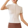 thumbnail image 1 of Chaqueta deportiva ajustada de manga corta con cuello alto y chaqueta de yoga de alta elasticidad para mujer - Material suave y duradero, diseño sólido y moderno, 1 of 5