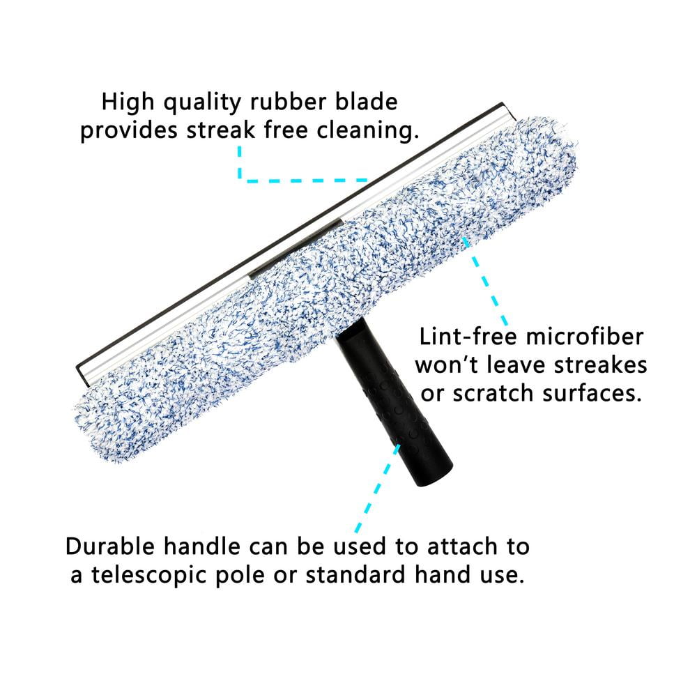 Alpine Industries Microfiber Window Combo: 2-in-1 Professional Squeegee and  Window Scrubber, 14 - Easy Grip Rubber & Rug Scrub Cleaner for Cleaning