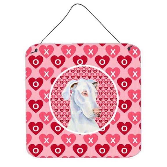 Great Dane Valentines Love And Hearts Aluminium Metal Wall or Door Hanging Prints