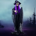thumbnail image 4 of Haunted Hill Farm 6-Ft. Life-Size Witch Prop with Lights and Sound, Indoor/Covered Outdoor Halloween Decoration, HHWITCH-36FLSA, 4 of 11
