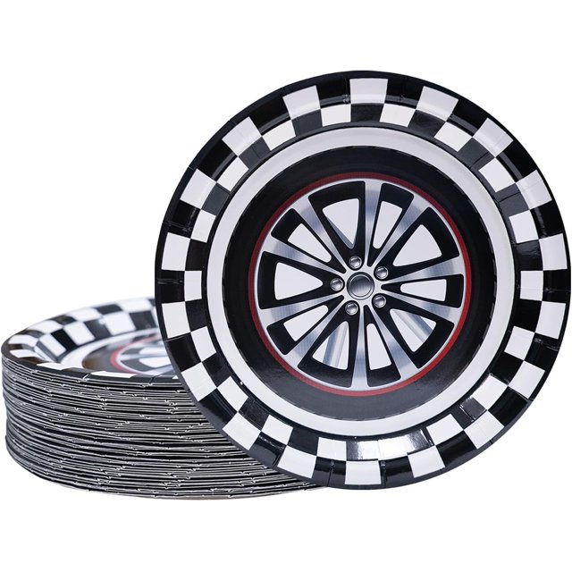 NUMONE 50 Pcs 7 inch Paper Dessert Plates (Race)
