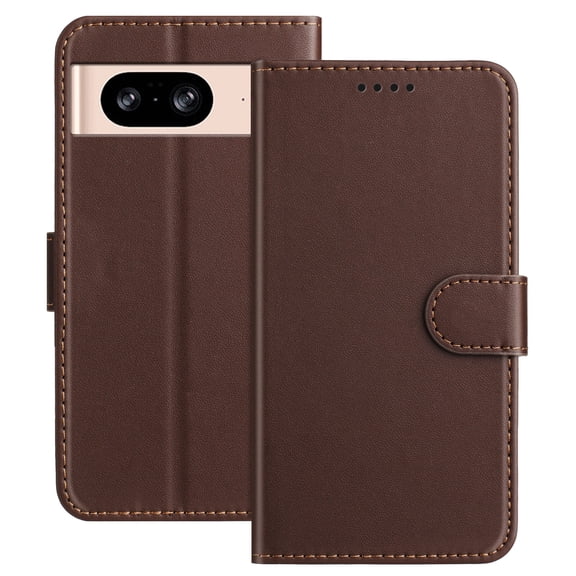 Wallet Case for Google Pixel 8 Phone Case with Card Holder, Magnetic PU Leather Stand Flip Folio Phone Cover for Women Men Girls Boys, Credit Card Slot Purse & Protective TPU Bumper, Brown