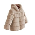 thumbnail image 4 of Girls Fuzzy Fleece Thicken Warm Hooded Jacket Teen Synthetic Fur Patchwork Long Sleeved Zip Up Outwear Coats Fall Winter Comfy Thermal Outfits Clothing for 2-13 Years Kids, 4 of 4