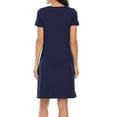 thumbnail image 3 of AherBiu Robes de Pyjama pour Femmes Boutonnées Col en V Manches Courtes Chemise de Nuit Confortable Mini Robe, 3 of 6