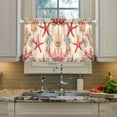 thumbnail image 2 of Yayeee Kitchen Curtains Tier Pair Light Filtering 27"x36" Rod Pocket Short Cafe Window Panel, Beige Starfish, 2 of 7