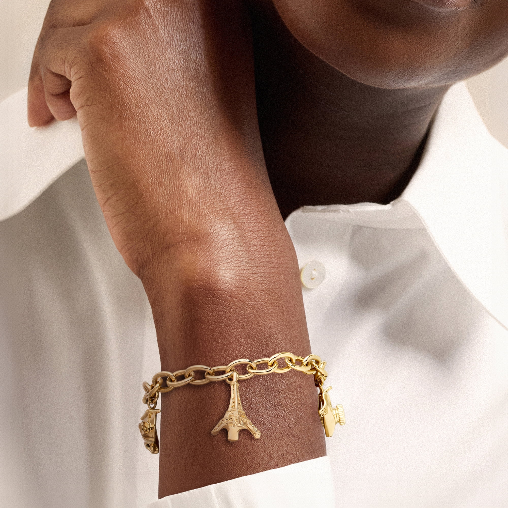 Ross-Simons Italian 14kt Yellow Gold-Plated Travel Charm Bracelet, Women's, Adult