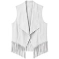 thumbnail image 7 of Guieoi Fringe Vest for Women Faux Suede Sleeveless Tassel Top Outerwear Casual Layering Dressy Tank White XL, 7 of 7