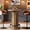Rustic Brown, variant on Round Bar Table 31.5In Dia 39.8In H Farmhouse Wood Bistro Pub Table With Metal Ring Footrest For Small Space Dining Coffee Living Room Cafe Office (Light Brown Only Table)