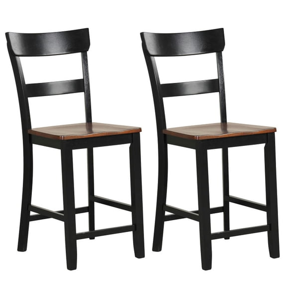 YYAo Dining Chair,Bar Chairs,Dining Chairs,Farmhouse Dining Bar Stool Set of 2 with Solid Rubber Wood Frame-Black
