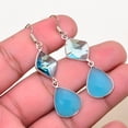thumbnail image 2 of Chalcedony & Blue Topaz Gemstone 925 Sterling Silver Earring 2.15" E115, 2 of 4