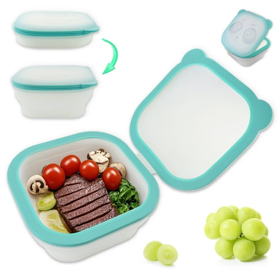 Magnetic Auto-Seal Collapsible Food Containers - Squishable Silicone Storage for Fridge/Freezer, BPA-Free Space-Saving Lunch Boxes