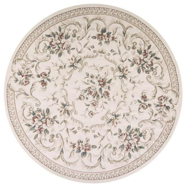HomeRoots 352686 7 ft. 10 in. Round Polypropylene Ivory Area Rug