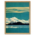 thumbnail image 1 of Winter Lakeside Landscape With Snowy Mountains Duotone Teal Art Print Framed Poster Wall Decor 12x16 inch, 1 of 5