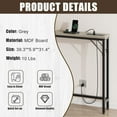 thumbnail image 2 of Jojoka 5.9" Narrow Sofa Table with Power Outlets, Slim Console Table, Farmhouse Behind Couch Table with Metal Frame & Wood Top for Entryway, Hallway, Foyer, Living Room - Rustic Grey, 2 of 7