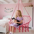 thumbnail image 2 of Hammock Chair, Macrame Hanging Swing Chairs with Hardware Kit,Adult Boho Swings for Outside,Patio,Balcony,Bedroom (Pink (Pillows are not Included)), 2 of 15