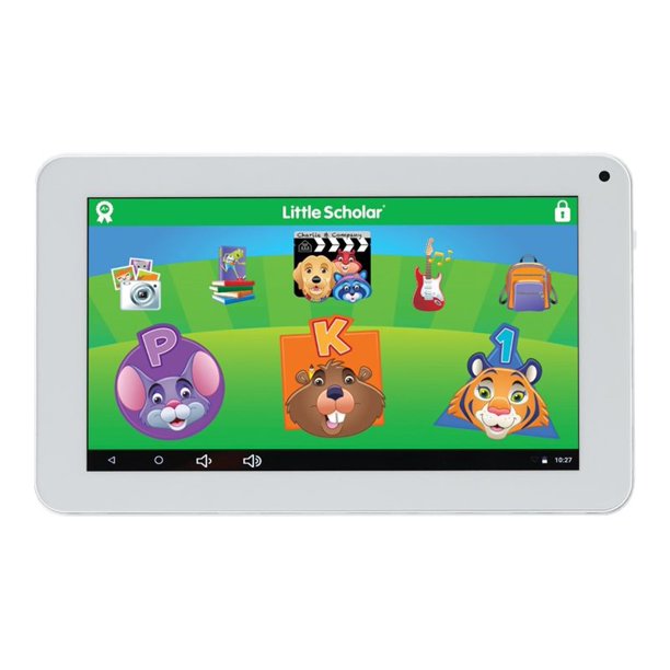 School Zone Little Scholar Mini Kids Learning Tablet with Green Bumper
