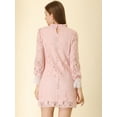 thumbnail image 5 of DARING DIVA Floral Ruffle Crew Neck Vintage Mini Lace Dress L Pink, 5 of 6