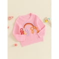 thumbnail image 6 of Aojekbee Newborn Baby Girl Sweater Casual Rainbow Letters Embroidery Warm Knitted Long Sleeve Pullover Infant Knitwear, 6 of 10