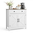 thumbnail image 1 of Mueble bar de café VEVOR, mesa de café estilo rústico con cajón, aparador con 2 puertas corredizas, estación de buffet para sala de estar, recibidor, cocina, 75 x 37,5 x 80 cm, blanco, 1 of 9