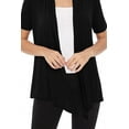 thumbnail image 5 of Women's Casual Solid Short Sleeve Basic Open Draped Front Cardigan Office Wear, 5 of 5