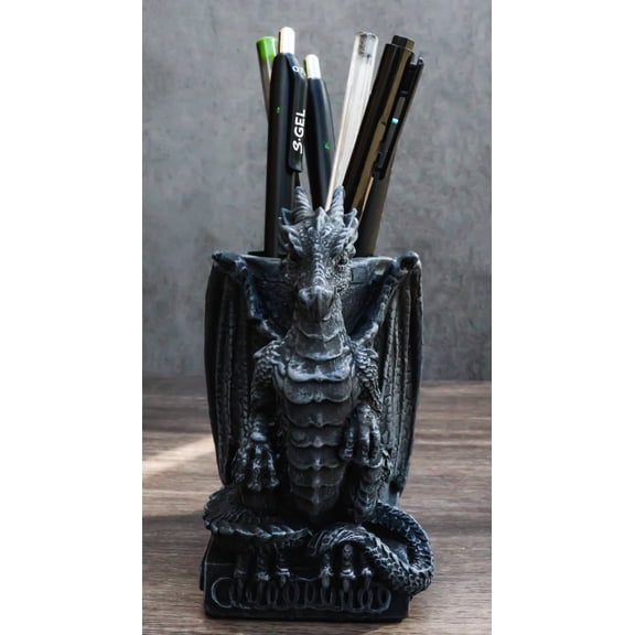 Ebros Medieval Fantasy Dragon Stationery Office Desktop Pen Pencil Holder 4.75"H