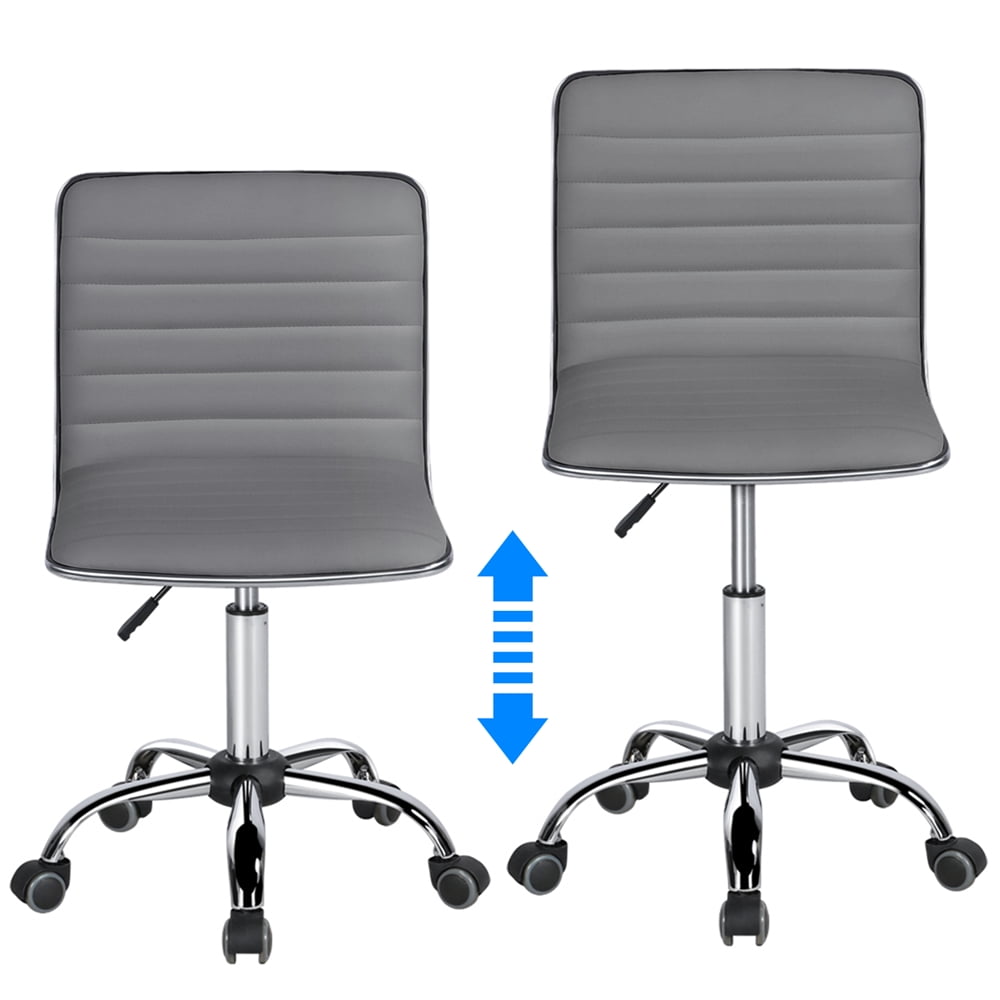 Alden Design Modern Adjustable Armless Faux Leather Swivel Office Chair, Gray