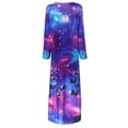 thumbnail image 4 of Robe à Manches Longues pour Femmes Mode Décontractée Col Rond Manches Longues Imprimé 3D Robe Longue Manches 3/4 pour Femmes Robe à Manches Longues Robe Longue pour Femmes Robe Décontractée pour Femmes, 4 of 9