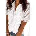 thumbnail image 4 of Women's White Ruffled Button Down Shirt, 4 of 5