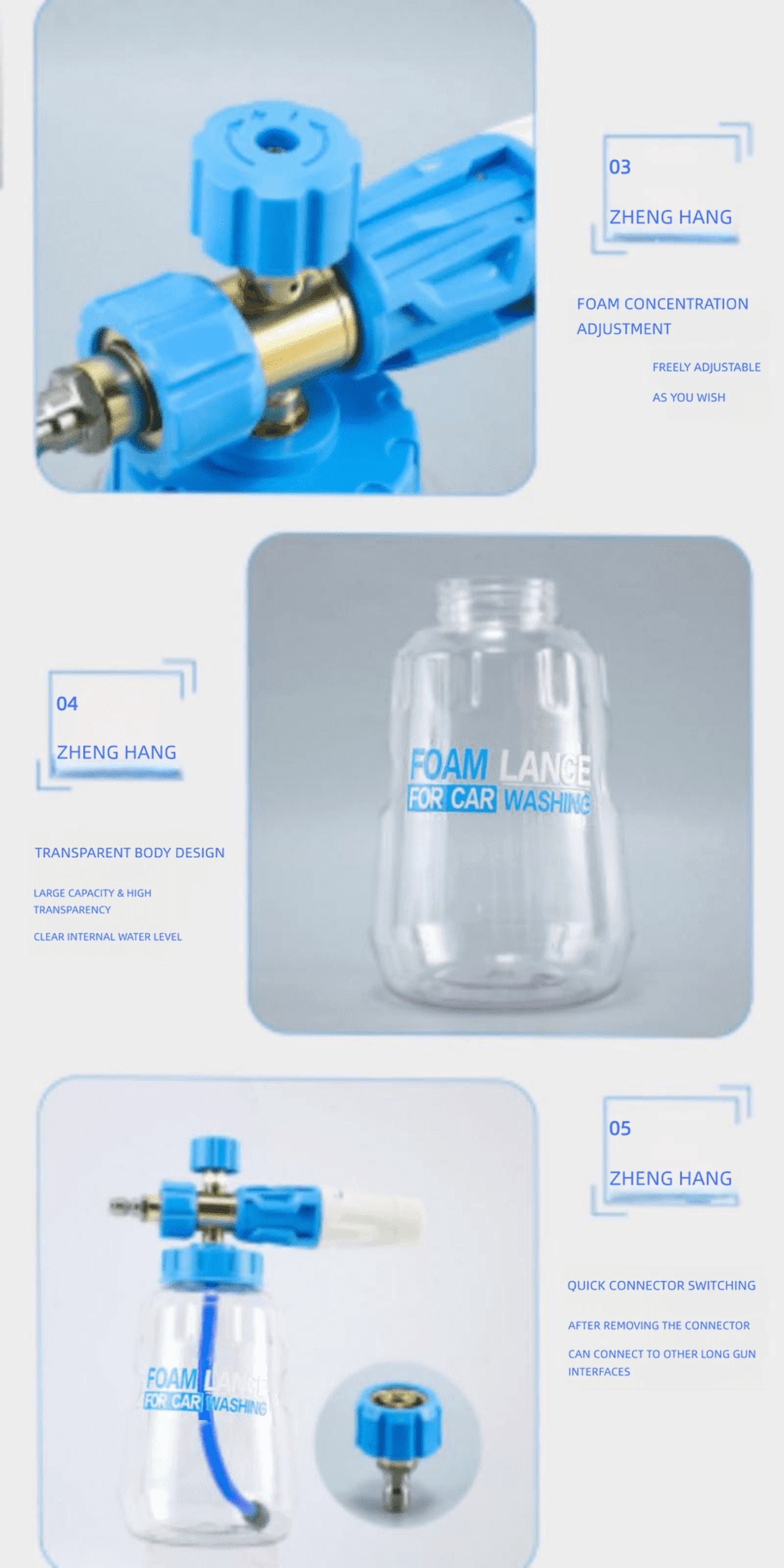 Ron Pressure Washer Foam Cannon: Brass — Adjustable Core — Thick Soap | Outdoor & Garage & Courtyard for Adults & Car Owners